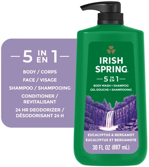 Irish Spring 5 in 1 Moisturizing Body Wash, Fresh Eucalyptus & Bergamot Scent, 30fl oz Irish Spring 5 in 1 Moisturizing Body Wash, Fresh Eucalyptus & Bergamot Scent, 30fl oz