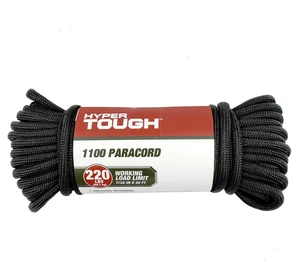 Hyper Tough 1100 Paracord 7/32 In x 50 Ft Black Hyper Tough 1100 Paracord 7/32 In x 50 Ft Black