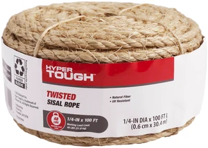 Hyper Tough Sisal Twisted Rope, 1/4in x 100ft, Natural, 1 Each Hyper Tough Sisal Twisted Rope, 1/4in x 100ft, Natural, 1 Each