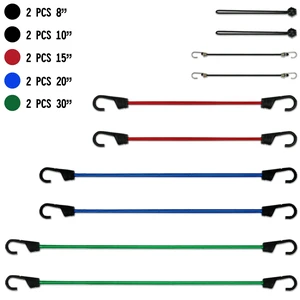 Hyper Tough Bungee Cord Set, 10 Pcs, Packed in Plastic Jar Hyper Tough Bungee Cord Set, 10 Pcs, Packed in Plastic Jar