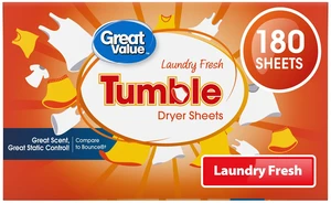 Great Value Tumble Dryer Sheets, Laundry Fresh, 180Count, Compare to Bounce Great Value Tumble Dryer Sheets, Laundry Fresh, 180Count, Compare to Bounce