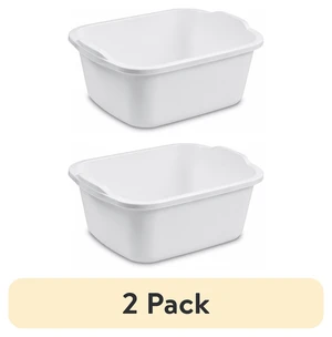 Sterilite 18Qt Dishpan (2-Pack), Multi-Purpose Plastic Wash Tub, White, for Kitchen Sink Organization and Drying Sterilite 18Qt Dishpan (2-Pack), Multi-Purpose Plastic Wash Tub, White, for Kitchen Sink Organization and Drying