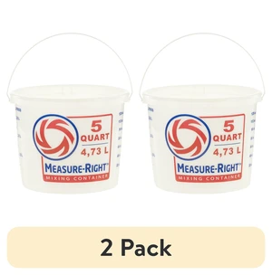 United Solutions Measure Right 5 Quart Round Plastic Mixing Bucket, Translucent, 2 Pack United Solutions Measure Right 5 Quart Round Plastic Mixing Bucket, Translucent, 2 Pack