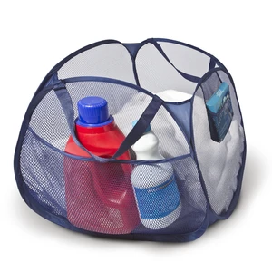 Smart Design Deluxe Mesh Pop Up Square Laundry Basket Hamper with Side Pockets and Handles, Holds 2 Loads, 17 x 14 Inches, Blue Smart Design Deluxe Mesh Pop Up Square Laundry Basket Hamper with Side Pockets and Handles, Holds 2 Loads, 17 x 14 Inches, Blue