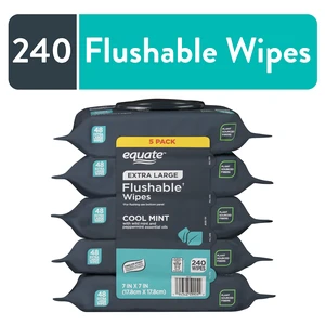 Equate Extra Large Flushable Wet Wipes, Mint, 240 Count (5 Pack) Equate Extra Large Flushable Wet Wipes, Mint, 240 Count (5 Pack)