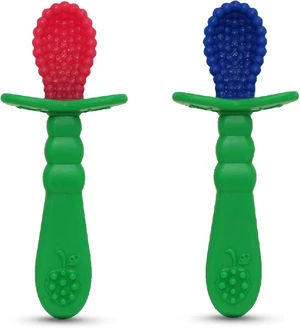 RaZbaby RaZberry Infant Training Spoon, 2 Count, 6m+, Red & Blue RaZbaby RaZberry Infant Training Spoon, 2 Count, 6m+, Red & Blue