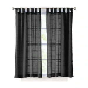 Mainstays Woven Stripe Sheer Tab Top Curtain, Single Panel, 50"W x 63"L, Black Mainstays Woven Stripe Sheer Tab Top Curtain, Single Panel, 50"W x 63"L, Black