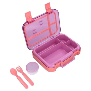 Mainstays Kids 4-Compartment Plastic Bento Box with Removable Tray, Fork, Spoon and Dressing Container, Pink Glitter Mainstays Kids 4-Compartment Plastic Bento Box with Removable Tray, Fork, Spoon and Dressing Container, Pink Glitter