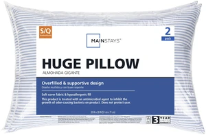 Mainstays Huge Overfilled Bed Pillow, Standard/Queen, 2-Pack Mainstays Huge Overfilled Bed Pillow, Standard/Queen, 2-Pack