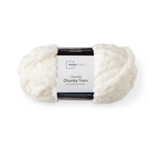 Mainstays Chunky Chenille Yarn 31.7yd Ivory 100% Polyester Super Bulky Mainstays Chunky Chenille Yarn 31.7yd Ivory 100% Polyester Super Bulky