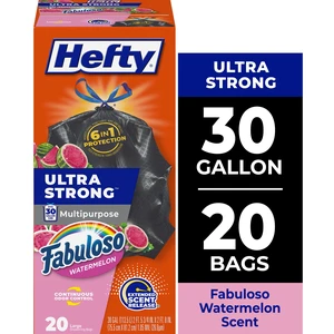 Hefty Ultra Strong 30Gallon Black Fabuloso Watermelon Scented Trash Bags 20Count Hefty Ultra Strong 30Gallon Black Fabuloso Watermelon Scented Trash Bags 20Count