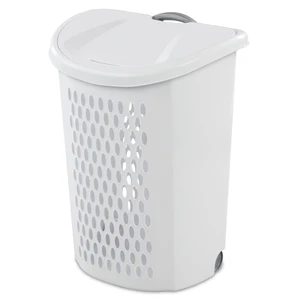 Sterilite Ultra Wheeled Plastic Laundry Hamper with Handle and Wheels, White Sterilite Ultra Wheeled Plastic Laundry Hamper with Handle and Wheels, White