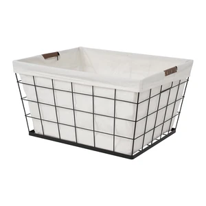 Better Homes & Gardens 60L Rectangular Steel Wire Laundry Basket with Removable Cotton-Blend Liner, Black & Natural Better Homes & Gardens 60L Rectangular Steel Wire Laundry Basket with Removable Cotton-Blend Liner, Black & Natural