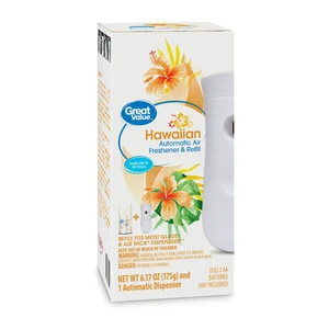 Great Value Automatic Air Freshener Spray Kit with 1 Refill, Hawaiian, 2 Pieces Great Value Automatic Air Freshener Spray Kit with 1 Refill, Hawaiian, 2 Pieces