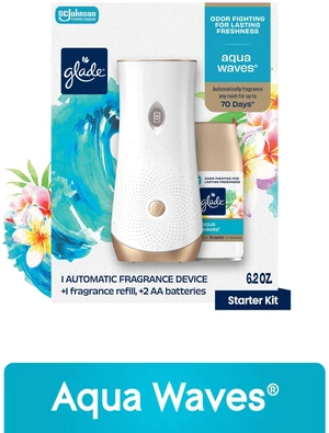 Glade Automatic Spray Holder + Refill, Aqua Waves, 6.2oz Air Freshener Glade Automatic Spray Holder + Refill, Aqua Waves, 6.2oz Air Freshener