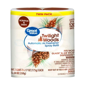 Great Value Automatic Air Freshener Spray Refill, Twilight Woods, 2 Pieces Great Value Automatic Air Freshener Spray Refill, Twilight Woods, 2 Pieces