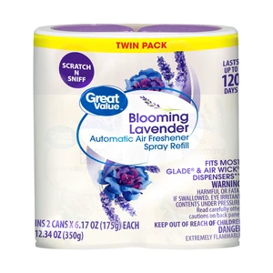 Great Value Automatic Air Freshener Spray Refill, Blooming Lavender, 2 x 6.17oz Great Value Automatic Air Freshener Spray Refill, Blooming Lavender, 2 x 6.17oz