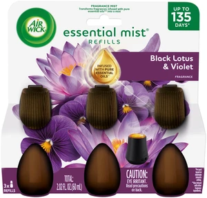 Air Wick Essential Mist Scented Oil Cordless Diffuser Refills, Black Lotus and Violet, 3 Count Air Wick Essential Mist Scented Oil Cordless Diffuser Refills, Black Lotus and Violet, 3 Count