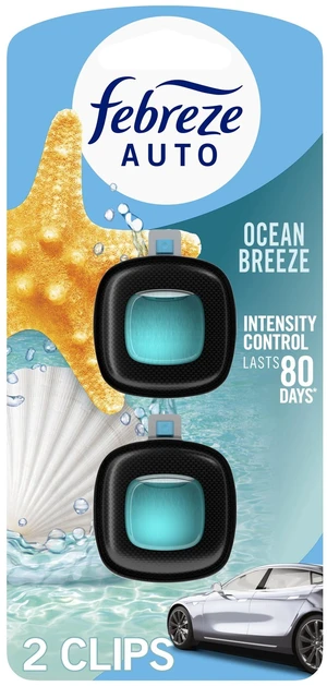 Febreze AUTO Odor-Fighting Car Vent Clip Air Freshener, Ocean Breeze, 2 Count Febreze AUTO Odor-Fighting Car Vent Clip Air Freshener, Ocean Breeze, 2 Count