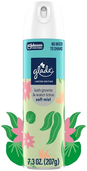 Glade Odor Fighting Soft Mist Air Freshener Room Spray, Lush Greens & Water Lotus, 7.3oz, 1 Count Glade Odor Fighting Soft Mist Air Freshener Room Spray, Lush Greens & Water Lotus, 7.3oz, 1 Count