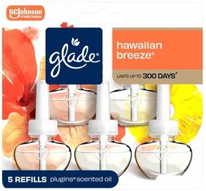 Glade PlugIns Scented Oil 5 Refills, Hawaiian Breeze, Essential Oil Infused Wall Plug In, Air Freshener, 3.35fl oz Glade PlugIns Scented Oil 5 Refills, Hawaiian Breeze, Essential Oil Infused Wall Plug In, Air Freshener, 3.35fl oz