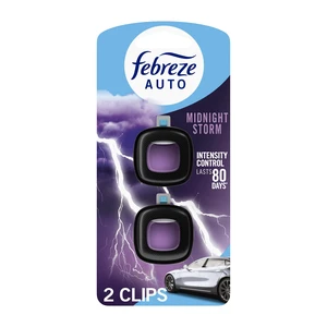 Febreze Auto Car Vent Clip Air Freshener, Midnight Storm Scent, 2 Count Febreze Auto Car Vent Clip Air Freshener, Midnight Storm Scent, 2 Count