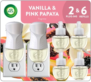 Air Wick Plug-in Scented Oil Air Freshener Warmer Starter Kit, Vanilla and Pink Papaya, 8 Piece Air Wick Plug-in Scented Oil Air Freshener Warmer Starter Kit, Vanilla and Pink Papaya, 8 Piece