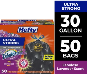 Hefty Ultra Strong 30Gallon Trash Bags, Black, Fabuloso Scent, 50 Bags Hefty Ultra Strong 30Gallon Trash Bags, Black, Fabuloso Scent, 50 Bags