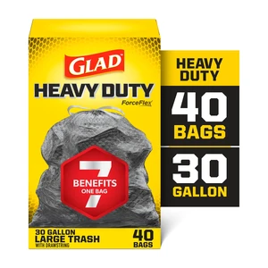 Glad Heavy Duty ForceFlex 30-Gallon Drawstring Large Black Trash Bags, 40 Count Glad Heavy Duty ForceFlex 30-Gallon Drawstring Large Black Trash Bags, 40 Count