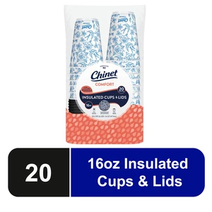 Chinet Comfort 16oz Premium Disposable Paper Hot Cups with Lids, 20 Count Chinet Comfort 16oz Premium Disposable Paper Hot Cups with Lids, 20 Count