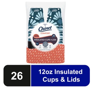 Chinet Comfort 12oz 26Count Premium Disposable Paper Hot Cups with Lids Chinet Comfort 12oz 26Count Premium Disposable Paper Hot Cups with Lids