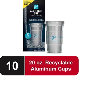 Ball Aluminum Cold-Drink Cups 20 Oz Disposable Recyclable, Silver, 10 Count Ball Aluminum Cold-Drink Cups 20 Oz Disposable Recyclable, Silver, 10 Count