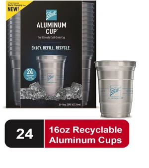 Ball Aluminum Cup 16oz Disposable Recyclable Cold-Drink Cups, 24 Count Ball Aluminum Cup 16oz Disposable Recyclable Cold-Drink Cups, 24 Count
