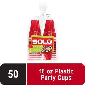 Red Solo 18 oz Plastic Disposable Cups, 50 Count Red Solo 18 oz Plastic Disposable Cups, 50 Count