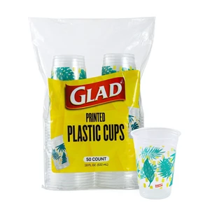 Glad Everyday 18oz Printed Clear Plastic Cups 50ct Palm Leaves Glad Everyday 18oz Printed Clear Plastic Cups 50ct Palm Leaves
