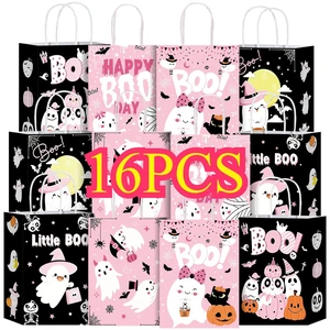 16Pink Ghost Halloween Paper Gift Bags With Handles, Cute Spooky Ghost Candy Treat Goodie Favor Bags for Halloween Birthday Baby Shower Party Supplies Decorations 16Pink Ghost Halloween Paper Gift Bags With Handles, Cute Spooky Ghost Candy Treat Goodie Favor Bags for Halloween Birthday Baby Shower Party Supplies Decorations