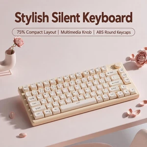 Wired Ultra-Quiet Membrane Keyboard, Mechanical-Feel USB Keyboard with Warm Backlight, Ergonomic Compact Design for Gaming, Office, Laptop and PC, Cream Wired Ultra-Quiet Membrane Keyboard, Mechanical-Feel USB Keyboard with Warm Backlight, Ergonomic Compact Design for Gaming, Office, Laptop and PC, Cream