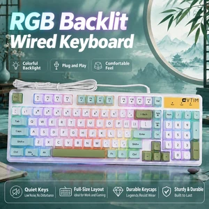 K98 Wired RGB Gaming Keyboard, Quiet Membrane USB Keyboard with PBT Round Keycaps, Ergonomic Design, Teal Green K98 Wired RGB Gaming Keyboard, Quiet Membrane USB Keyboard with PBT Round Keycaps, Ergonomic Design, Teal Green