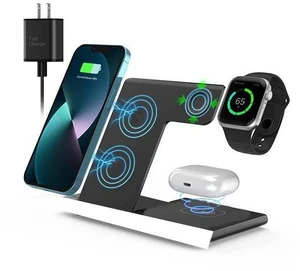 C13 3-in-1 Foldable Wireless Charging Station, 15W Fast Charger Stand for Phone, Smartwatch & Earbuds, QC2.0 C13 3-in-1 Foldable Wireless Charging Station, 15W Fast Charger Stand for Phone, Smartwatch & Earbuds, QC2.0