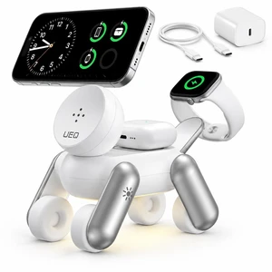 D6 3-in-1 Magnetic Wireless Charging Station, Cute Dog Design Multi-Device Charging Stand, USB Powered, White D6 3-in-1 Magnetic Wireless Charging Station, Cute Dog Design Multi-Device Charging Stand, USB Powered, White