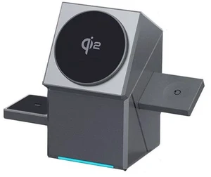 R28-QI2 3-in-1 Magnetic Wireless Charging Station, 15W Fast Charger, Qi2-Compatible Rotating Desktop Stand, US Plug R28-QI2 3-in-1 Magnetic Wireless Charging Station, 15W Fast Charger, Qi2-Compatible Rotating Desktop Stand, US Plug