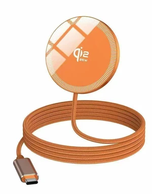 Qi2.2 25W Magnetic Wireless Charger, Ultra-Thin Aluminum Alloy Fast Charging Pad, PD, 1m USB-C Cable, Orange Qi2.2 25W Magnetic Wireless Charger, Ultra-Thin Aluminum Alloy Fast Charging Pad, PD, 1m USB-C Cable, Orange