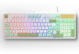 K98 Wired RGB Gaming Keyboard, Quiet Membrane USB Keyboard with PBT Round Keycaps, Ergonomic Design, Teal Green K98 Wired RGB Gaming Keyboard, Quiet Membrane USB Keyboard with PBT Round Keycaps, Ergonomic Design, Teal Green