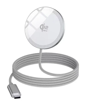 Qi2.2 25W Magnetic Wireless Charger, Ultra-Thin Aluminum Alloy Fast Charging Pad, PD, 1m USB-C Cable, Orange White Qi2.2 25W Magnetic Wireless Charger, Ultra-Thin Aluminum Alloy Fast Charging Pad, PD, 1m USB-C Cable, Orange White