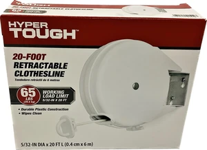 Hyper Tough RC20-HT Retractable Clothesline, 20ft, White, Indoor/Outdoor Mountable Drying Line Hyper Tough RC20-HT Retractable Clothesline, 20ft, White, Indoor/Outdoor Mountable Drying Line
