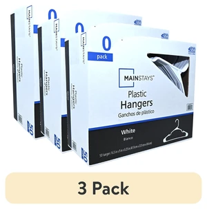 Mainstays Plastic Clothes Hangers, White, 50-Count (3-Pack) Mainstays Plastic Clothes Hangers, White, 50-Count (3-Pack)