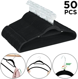 Ollieroo Premium Velvet Hangers, 50 Pack, Black, Non-Slip, Durable, Heavy Duty with 360 Degree Rotatable Hook Ollieroo Premium Velvet Hangers, 50 Pack, Black, Non-Slip, Durable, Heavy Duty with 360 Degree Rotatable Hook