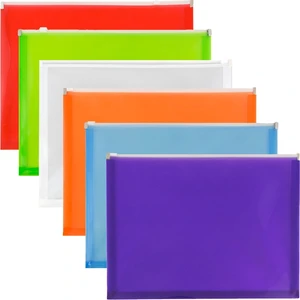 JAM Paper Plastic Zip Envelopes, 9.8 x 13 in, Assorted, 6-Pack JAM Paper Plastic Zip Envelopes, 9.8 x 13 in, Assorted, 6-Pack