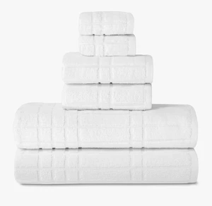 Mainstays 6-Piece Performance Cotton Bath Towel Set, Textured White Mainstays 6-Piece Performance Cotton Bath Towel Set, Textured White