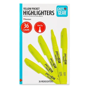 Pen+Gear Yellow Chisel Tip Pocket Highlighters 36Count Pen+Gear Yellow Chisel Tip Pocket Highlighters 36Count